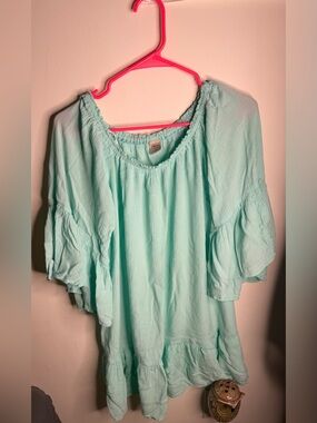 Light Aqua Women's Peasant dress - Soft Ruffled